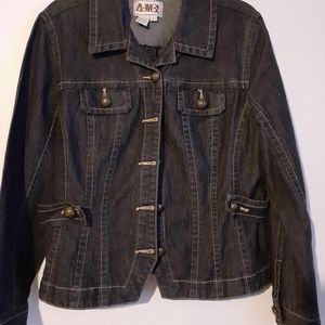 💜 NEW AMX Sophisticated Dark Blue Denim Jacket